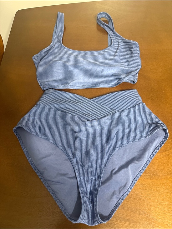 aerie Other - aerie Ribbed Two-Piece Bikini Set in Dusty Blue
